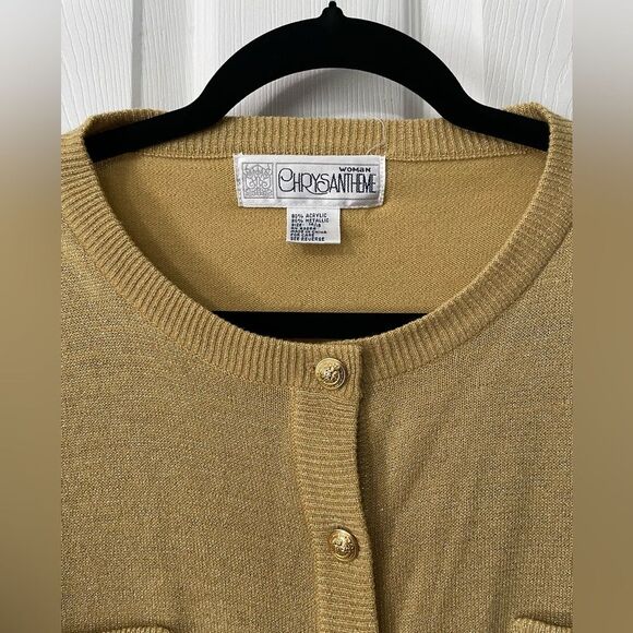 Vintage Chrysantheme Woman Metallic Gold Women’s Cardigan Sweater 14/16 - Picture 2 of 8